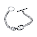 Sterling Silver Mariner & Rolo Chain Toggle Bracelet