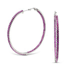 Extra Large Pink Sapphire Statement Hoop Earrings