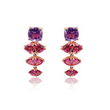 Cushion Amethyst Trilion Pink Topaz Semi Precious Gemstone Drop Earrings