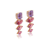 Cushion Amethyst Trilion Pink Topaz Semi Precious Gemstone Drop Earrings