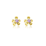 Lemon Quartz Amethyst Semi Precious Large Flower Earrings