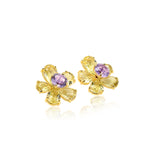 Lemon Quartz Amethyst Semi Precious Large Flower Earrings