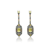 Long Drop Lemon Quartz Sapphire Statement Earrings