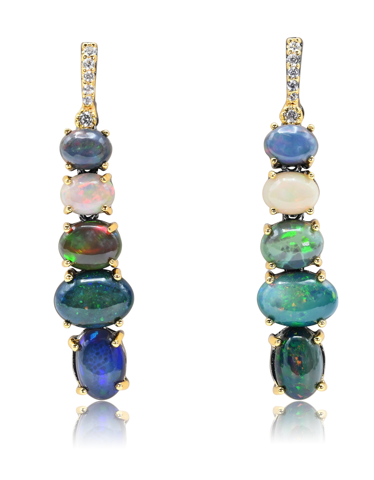 Multi-Color Opal Drop Earrings Sterling Silver Vermeil – Afroza Naeem