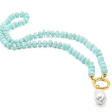 Amazonite Necklace with Baroque Pearl Pendant