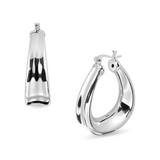 Sterling Silver U-Shape Chunky Electroforming Hoop Earrings