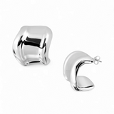 Sterling Silver Angular Chunky Electroforming Hoop Earrings