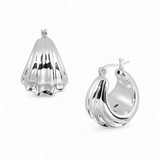 Signature Ribbed Sterling Silver Electroforming Hoop Chunky Earrings