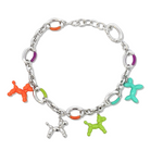 Sterling Silver Enamel Animal Charm Bracelet