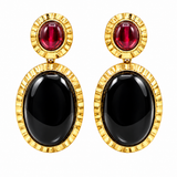 Convertible Black Onyx & Ruby Detachable Drop Earrings