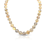 Round Faceted Golden Rutilated Quartz 14k Yellow Gold Bead Necklace