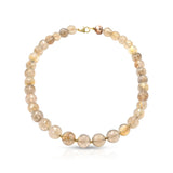 Round Faceted Golden Rutilated Quartz 14k Yellow Gold Bead Necklace