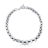 Sterling Silver Oversized Rolo Link Necklace w/ Toggle Clasp