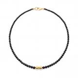 Luxury Black Spinel Necklace with Gold-Filled Accents | Faceted Gemstone Statement Necklace