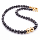Luxury Black Spinel Necklace with Gold-Filled Accents | Faceted Gemstone Statement Necklace