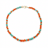 Mira Luxury Amazonite & Carnelian Necklace | Faceted Gemstone Vermeil Statement Necklace