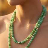Kaimana Chrysoprase & 14K Gold Beads Necklace | Luxury 34" Gemstone Statement Necklace
