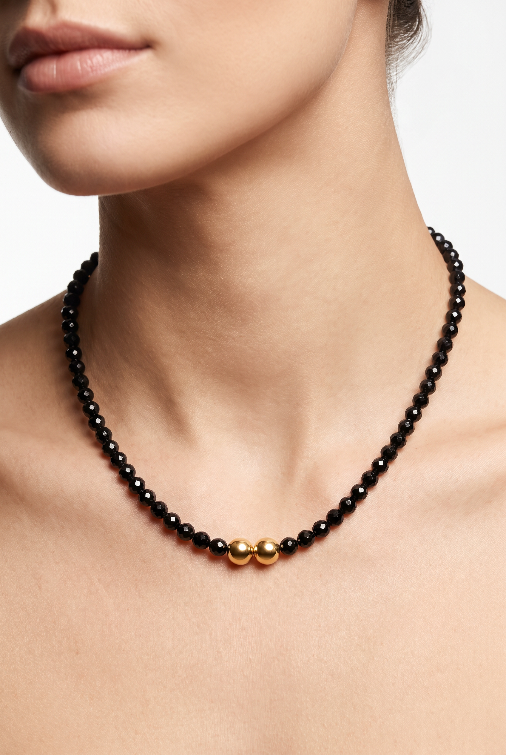 Luxury Black Spinel Necklace | Gold-Filled Faceted Gemstone