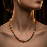 Mira Luxury Amazonite & Carnelian Necklace | Faceted Gemstone Vermeil Statement Necklace