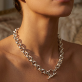 Sterling Silver Oversized Rolo Link Necklace w/ Toggle Clasp