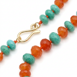 Mira Luxury Amazonite & Carnelian Necklace | Faceted Gemstone Vermeil Statement Necklace