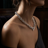 Sterling Silver Oversized Rolo Link Necklace w/ Toggle Clasp