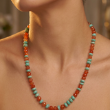 Mira Luxury Amazonite & Carnelian Necklace | Faceted Gemstone Vermeil Statement Necklace