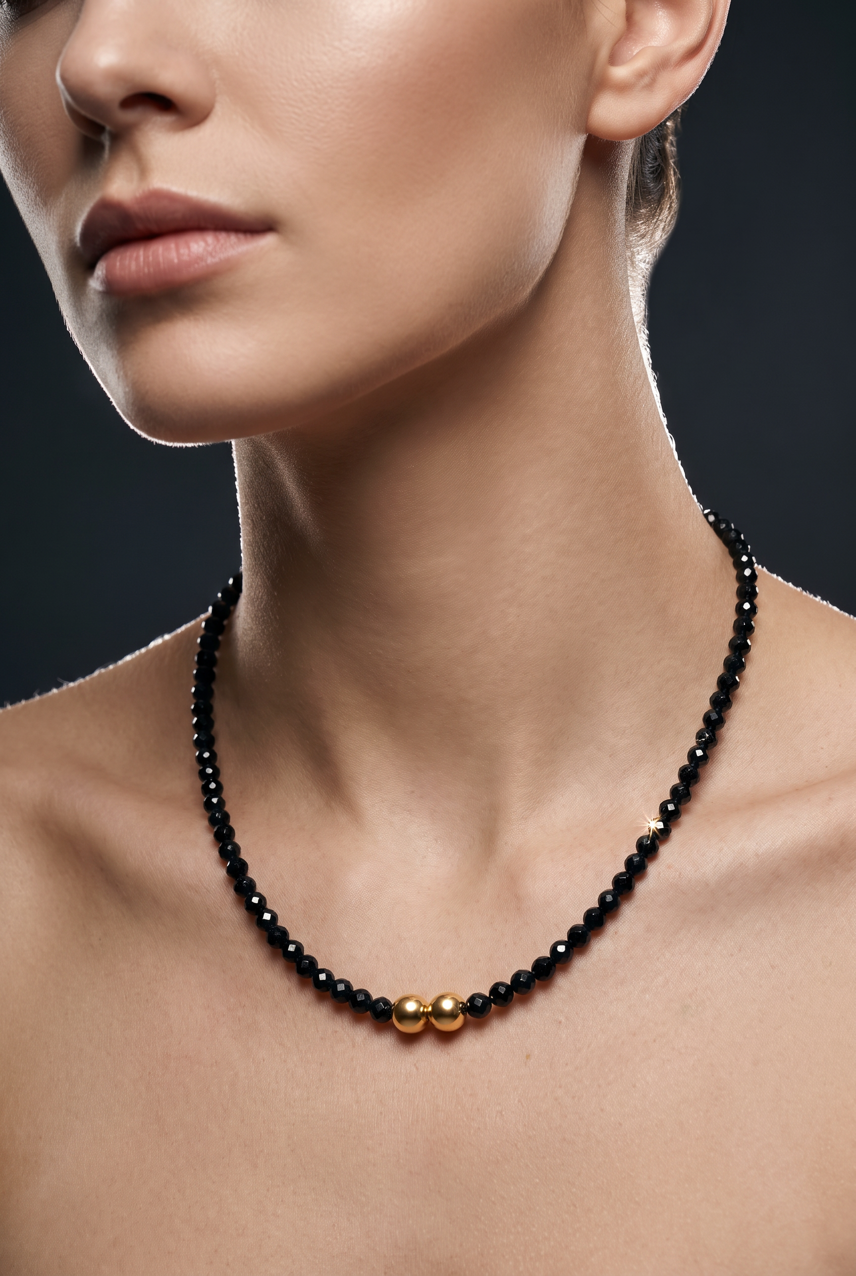 Luxury Black Spinel Necklace | Gold-Filled Faceted Gemstone