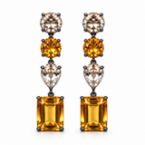 Citrine & White Topaz Black Rhodium Statement Drop Earrings