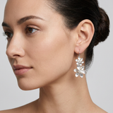 Sterling Silver Double Drop Flower Earrings