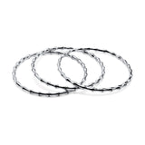 Trio of Sterling Silver Bamboo Bangle Bracelets - Set of 3