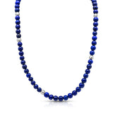 Lapis Lazuli & Sterling Silver Bead Necklace w/ Hook Clasp