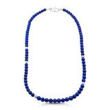 Lapis Lazuli & Sterling Silver Bead Necklace w/ Hook Clasp