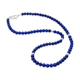 Lapis Lazuli & Sterling Silver Bead Necklace w/ Hook Clasp