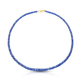 Faceted Natural Blue Sapphire Bead Necklace w/ 14k Gold Clasp