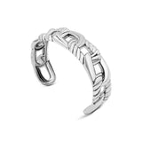 Sterling Silver Shiny Rope Chain Cuff Bracelet