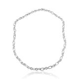 Sterling Silver Slim Oval & Round Mixed Link Cable Chain Necklace