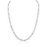 Sterling Silver Slim Oval & Round Mixed Link Cable Chain Necklace