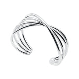 Sterling Silver Twisted Bow Tie Four-Row Multi-Line Cuff