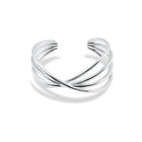 Sterling Silver Twisted Bow Tie Four-Row Multi-Line Cuff