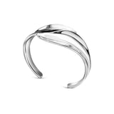 Sterling Silver Double Petal Leaf Open Cuff