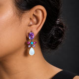 Amethyst & Mother of Pearl Floral Drop Earrings