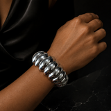 Sterling Silver Chunky Ribbed Statement Cuff