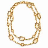 Champagne Quartz Long Station Necklace in Gold Vermeil