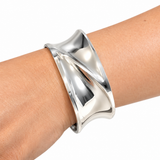 Sculptural Sterling Silver Wide Cuff Bracelet