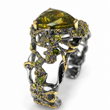 45Ct Lemon Quartz & Tsavorite Statement Cuff