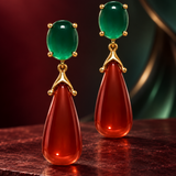 Carnelian & Green Chalcedony Gold Vermeil Drop Earrings