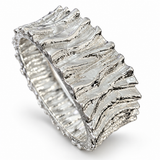 Folded Metal Free Form Textured Bracelet Sterling Silver