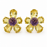 Lemon Quartz & Amethyst Floral Statement Earrings