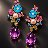 Multicolor Gemstone Convertible Floral Earrings